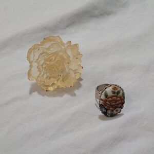 Resin Flower Ring and Plate Ring